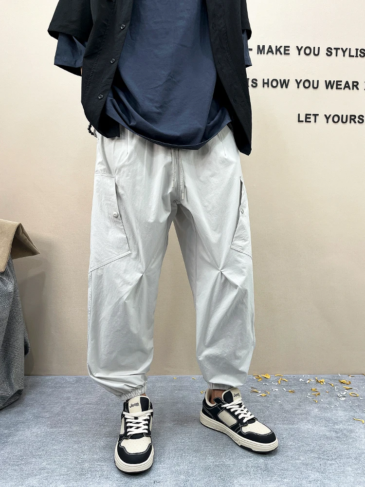 

Fall Men's Casual Harem Pants Harajuku Sle Commute Faion Tight American Workwear Loose Fit Polyester Fiber Breathable