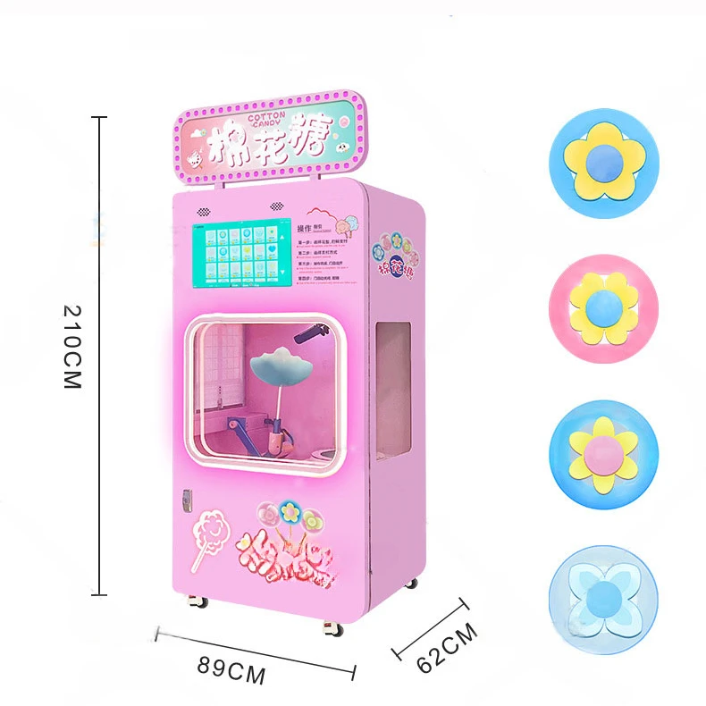 Commercial Cotton Candy And Popcorn Machine Big Head Candy Floss Machine Gas Automatic Cotton Candy Vending Machine