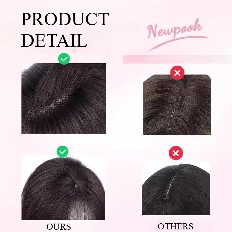 Peças de peruca superior para mulheres fechamento sintético casual levantamento de cabelo tecido à mão renda meio divisão franja para substituição de cabelo