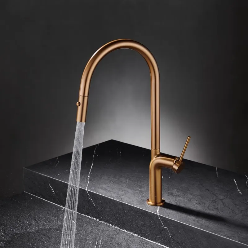 Kitchen Faucet Sink Tap Single Lever Hot and Cold Water Faucet Rose Gold Rotation Brass Tap 2 functions Sink Mixer New Arrival