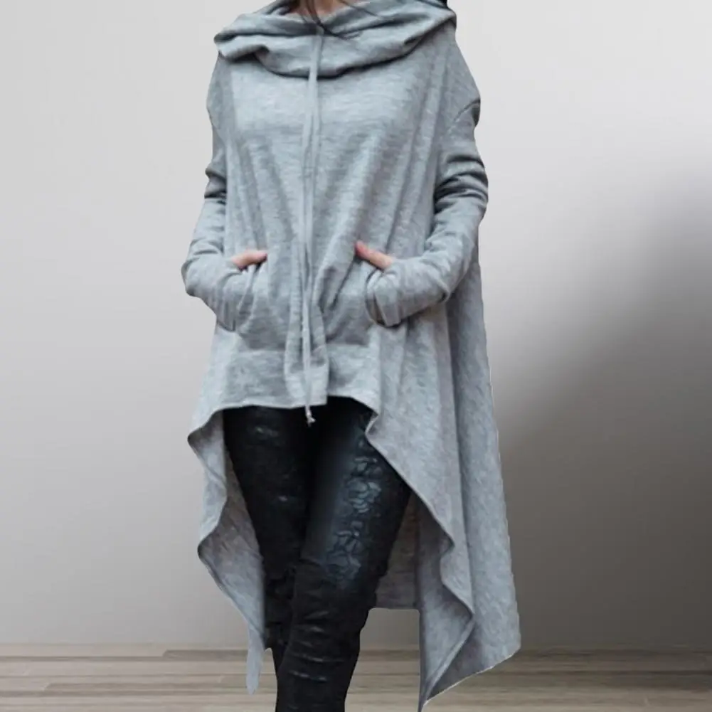 Long Hoodie Excellent Soft Hoodie Plus Size Irregular Hem Fishtail Hoodie for Daily Wearing