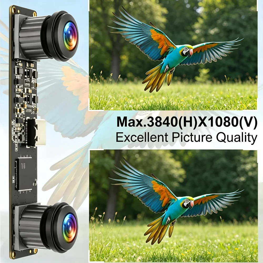 ELP 4MP Synchronous Dual Lens USB Camera 1080P 60fps No Distortion V90 UVC USB2.0 Binocular Stereo Webcam Module for Lightburn