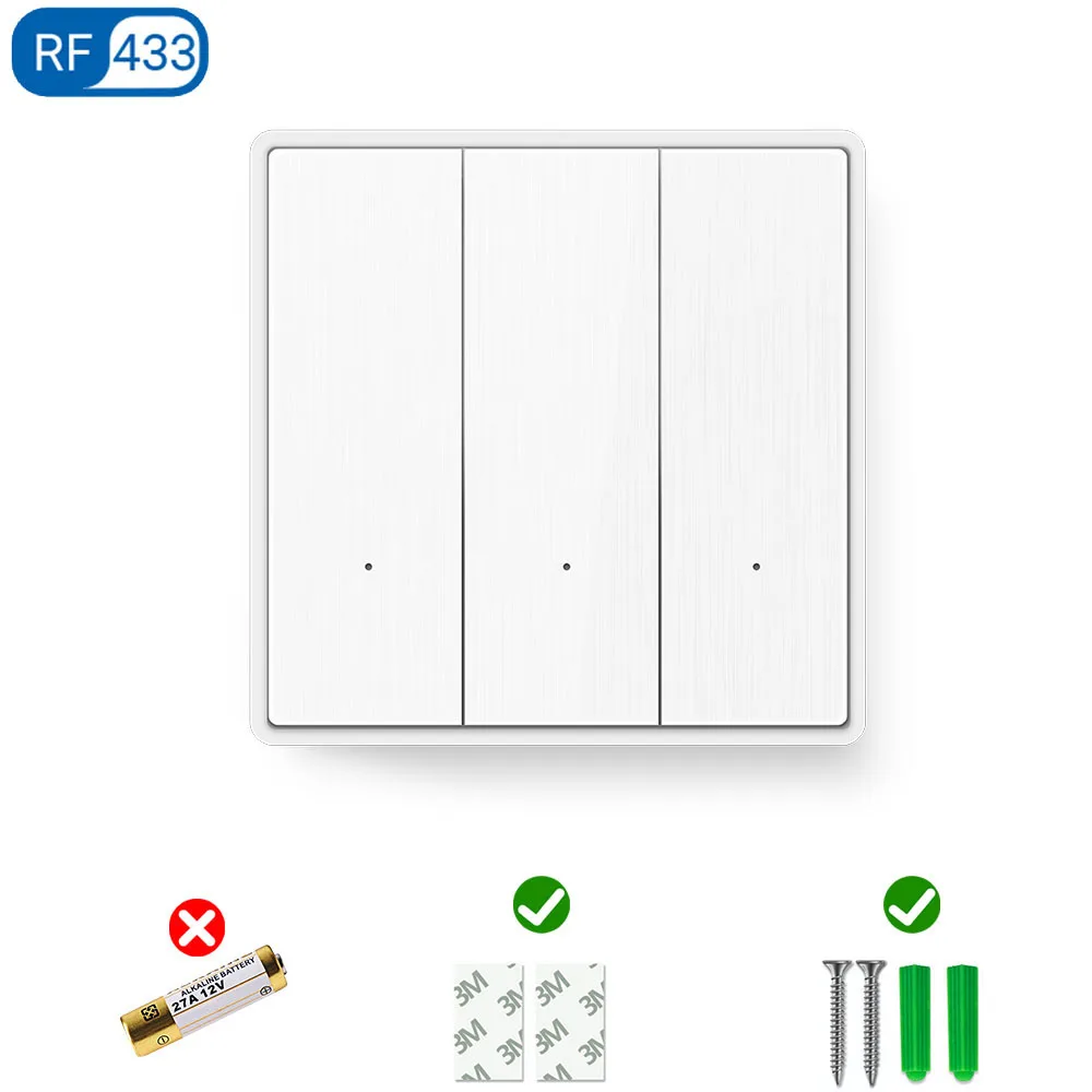 12V Kabelloser Lichtschalter mit Fernbedienung 1/2/3-fach 433MHz Druckknopf Wandschalter 24V 6V Relais-Empfänger für LED Elektrische Türen