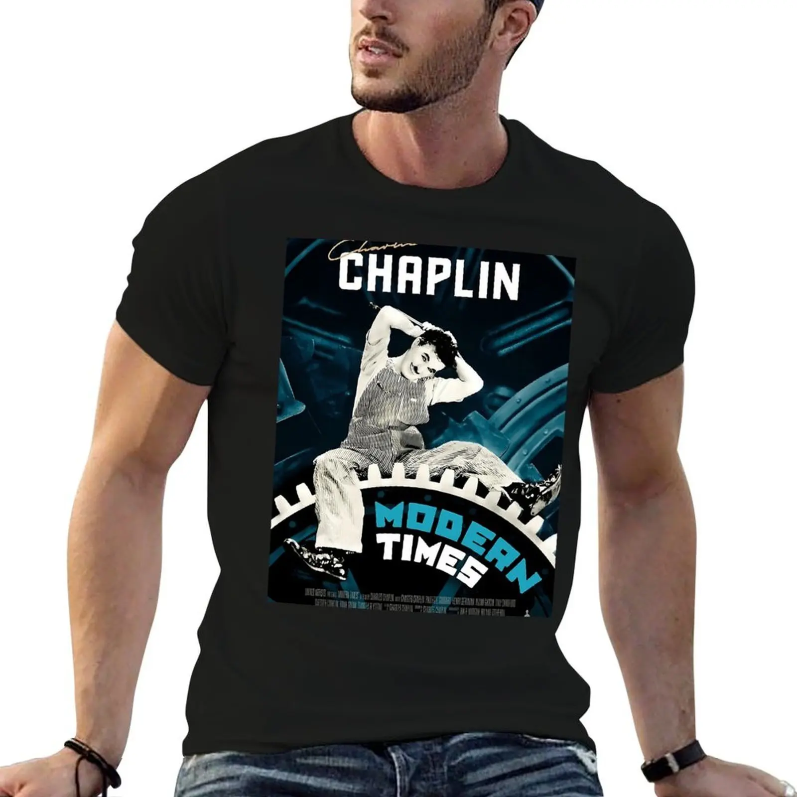 

Modern Times by Charlie Chaplin Movie T-Shirt anime tshirt t shirt for man 100 percent cotton T-Shirt