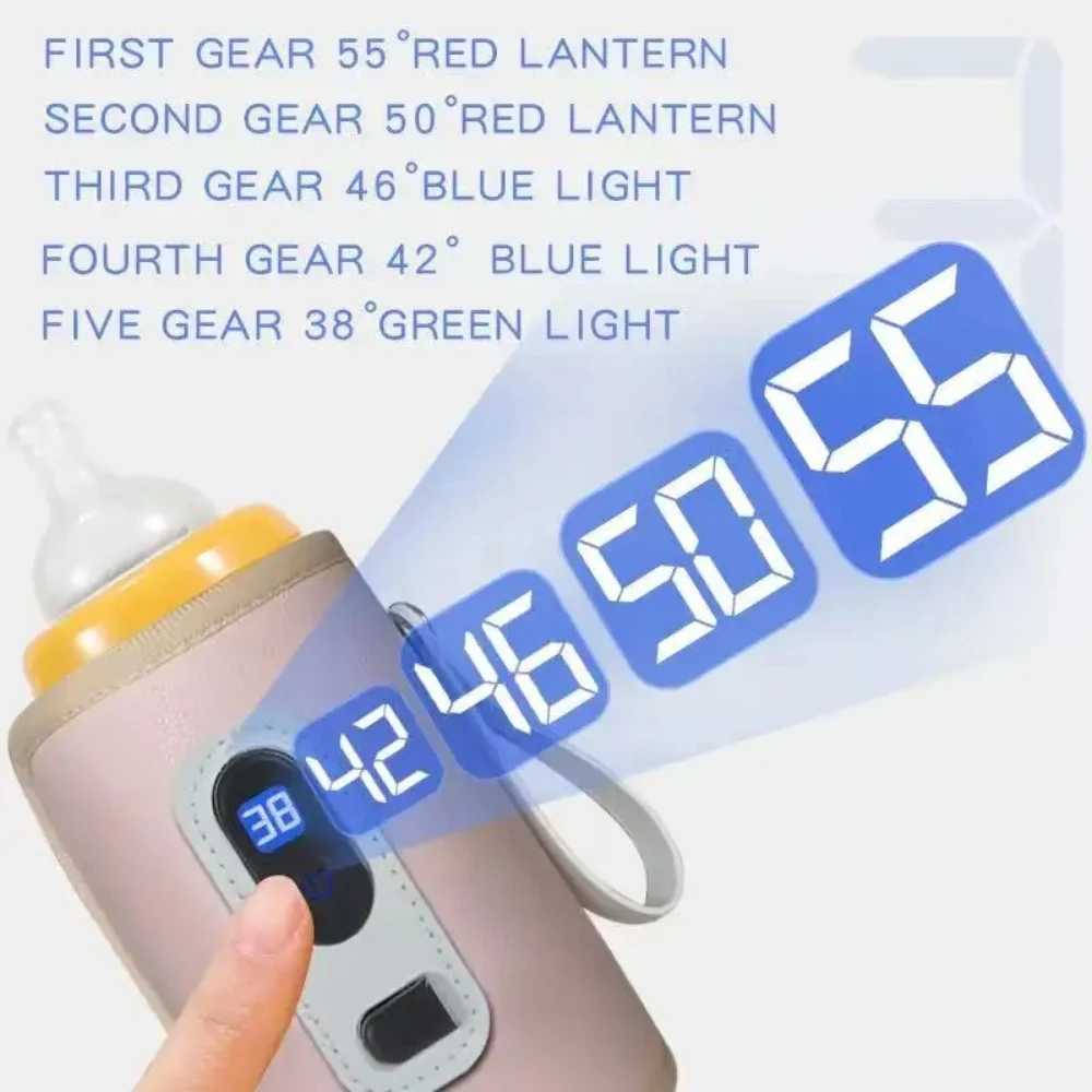 Portable Baby Bottle Insulation Sleeve, Baby Milk Insulation Device with LCD Screen, USB Insulation Bottle for Car Travel