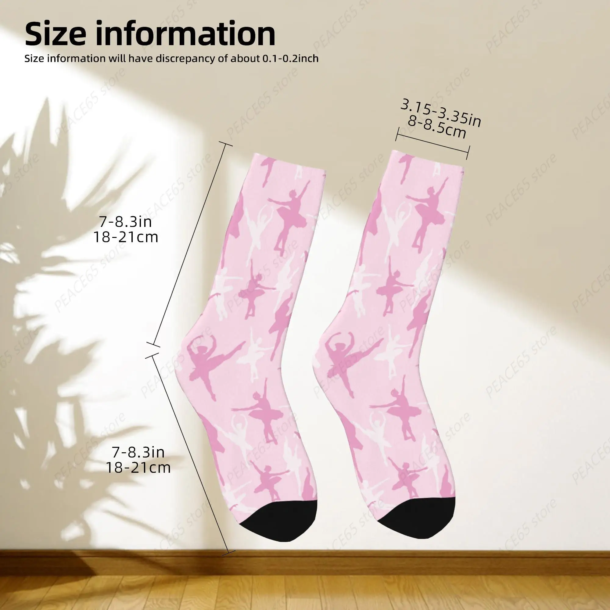 Pink Ballerina Silhouettes Cool Socks for Men Women Funny Novelty Crew Socks