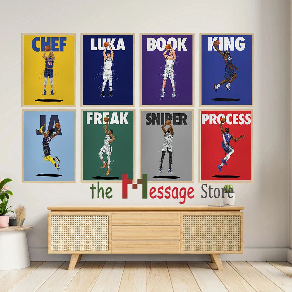 Basketball Sports Game Against Decor Sport Star Art Print JA LUKA FREAK Players Decor Basketball Lovers Gift Canvas Painting Art