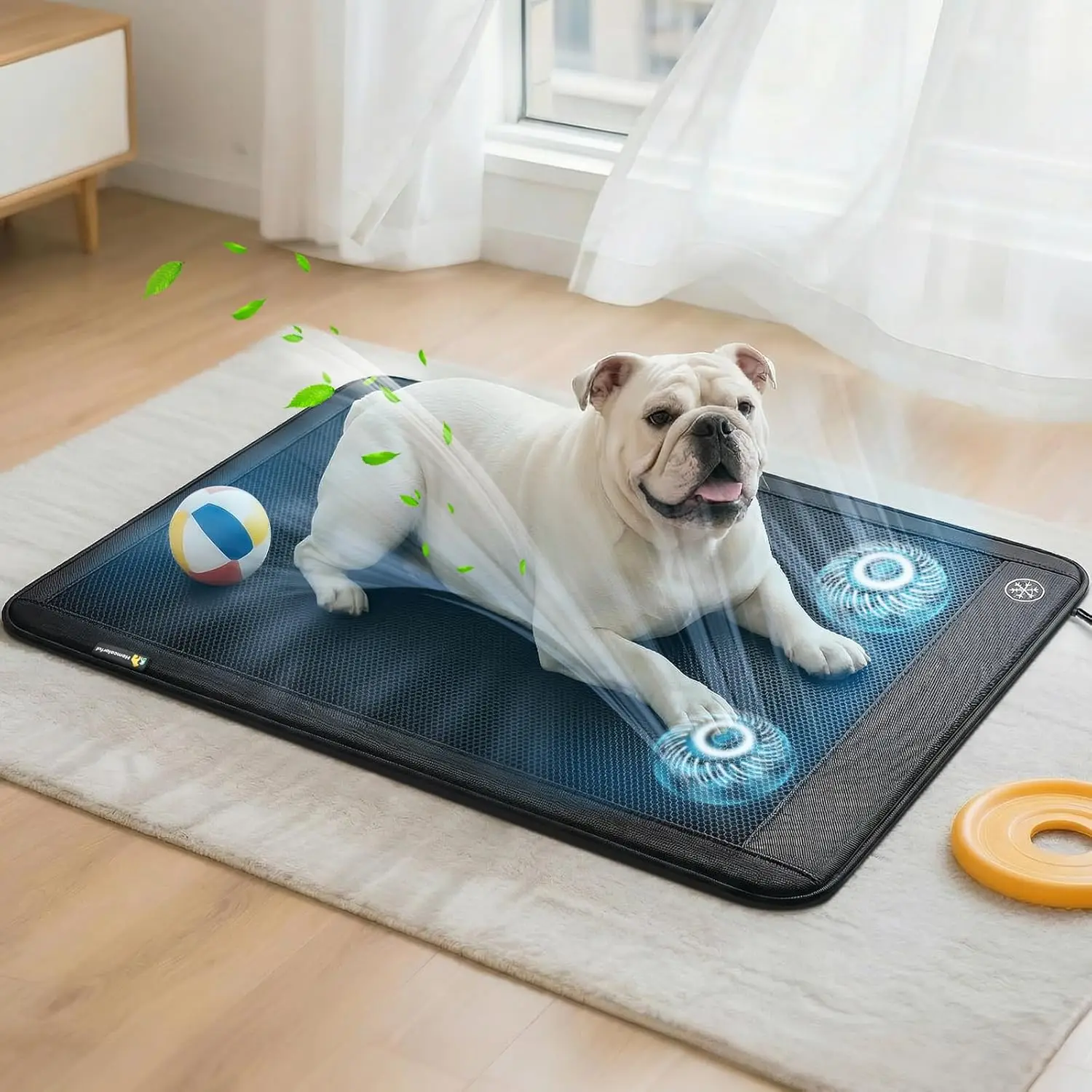 

Pet Cooling Mat 30x24in with Fan, 3 Speeds, Non-Slip, for Dogs & Cats, Summer