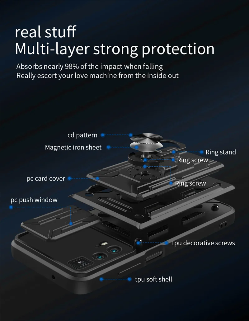 For Motorola Edge 20 Pro Case Magnetic Holder Ring Card Slot Bracket Back Cover For Moto Edge 20 Pro Slide Camera Protect Shell