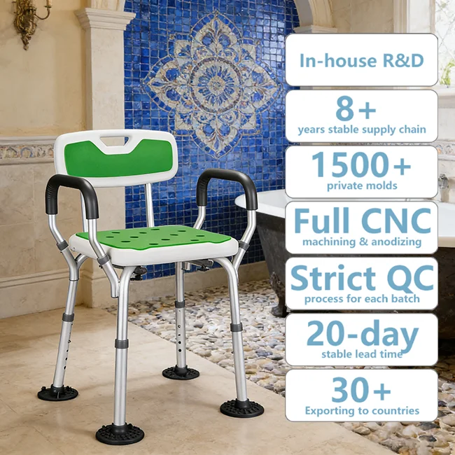 

Simplywalk Aluminum Alloy 200KG Bath Shower Chair With Arms Shower Room Adult People UKCA Long-term Partner