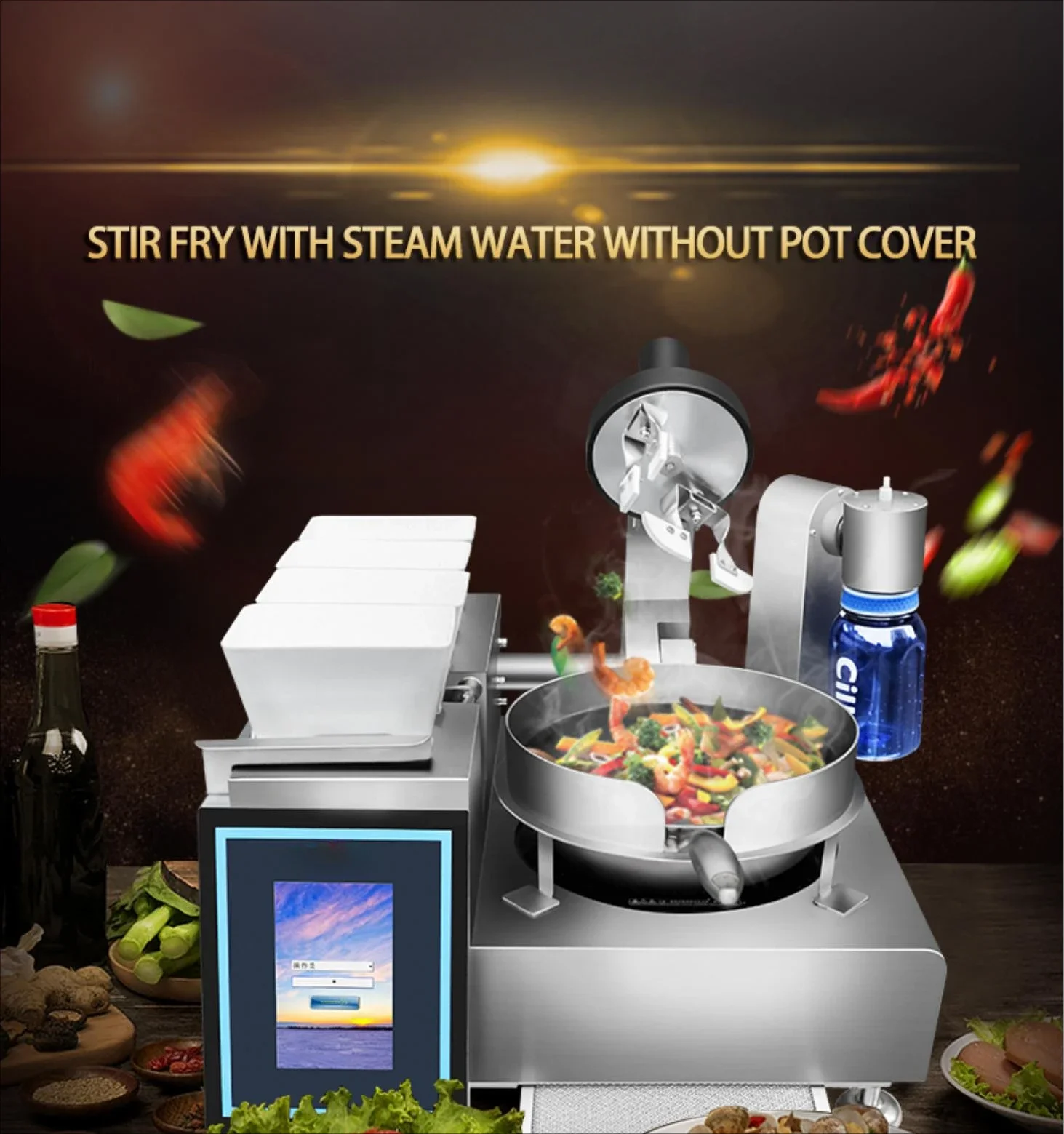 Фото в Европе и Америке, коммерческая автоматическая кухонная машина Semikron с сенсорным экраном без крышки