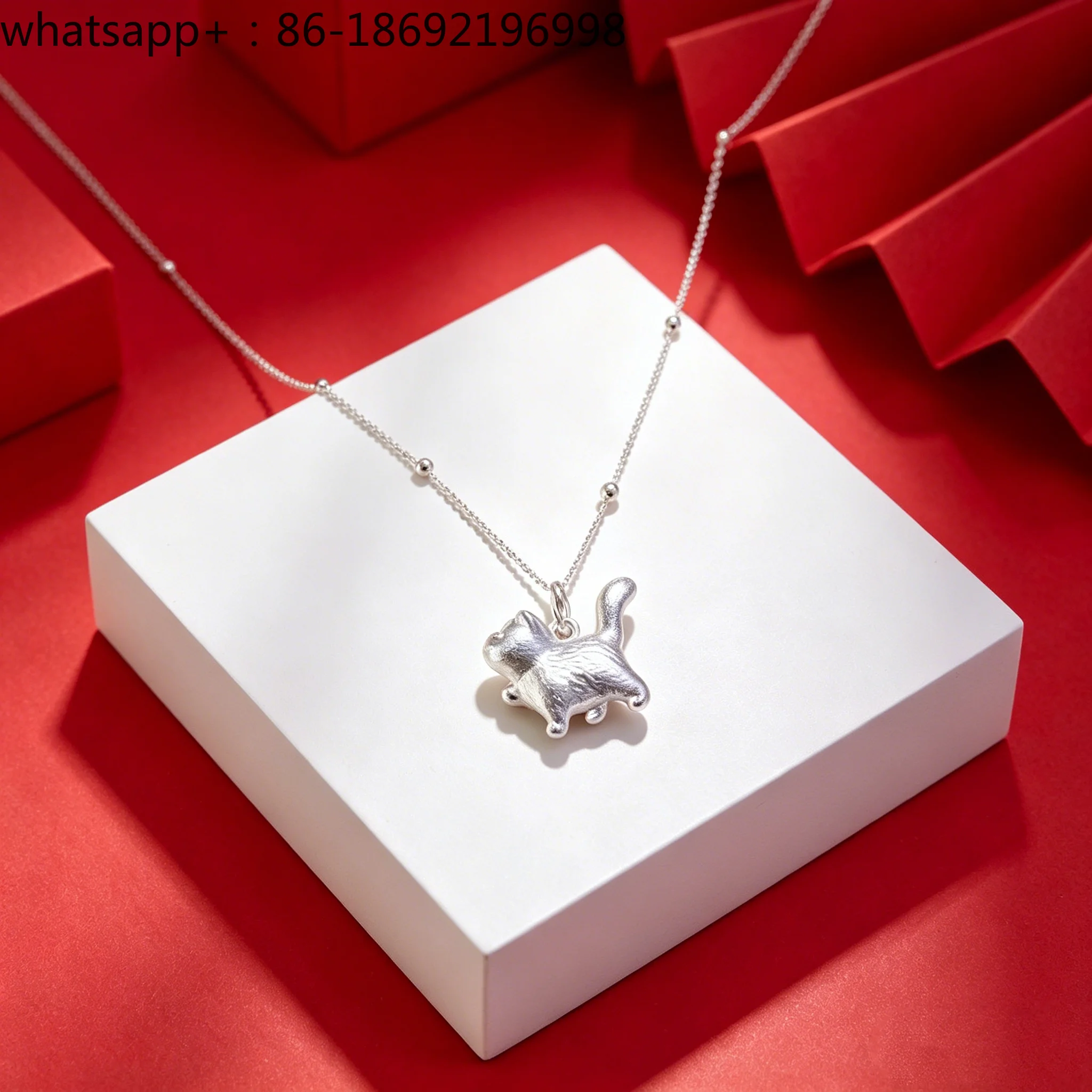 

Foot Silver 999 Necklace 3D Hard Silver Cute Pride Cat DIY Jewelry Pendant