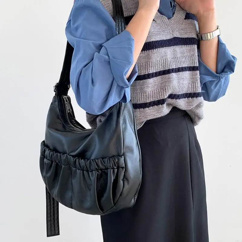 

Solid Color Shoulder Bag for Women Girl PU Leather Bag Fashion Trendy Bags Pleated Crossbody Bags Large Capacity PU Bag 20CA