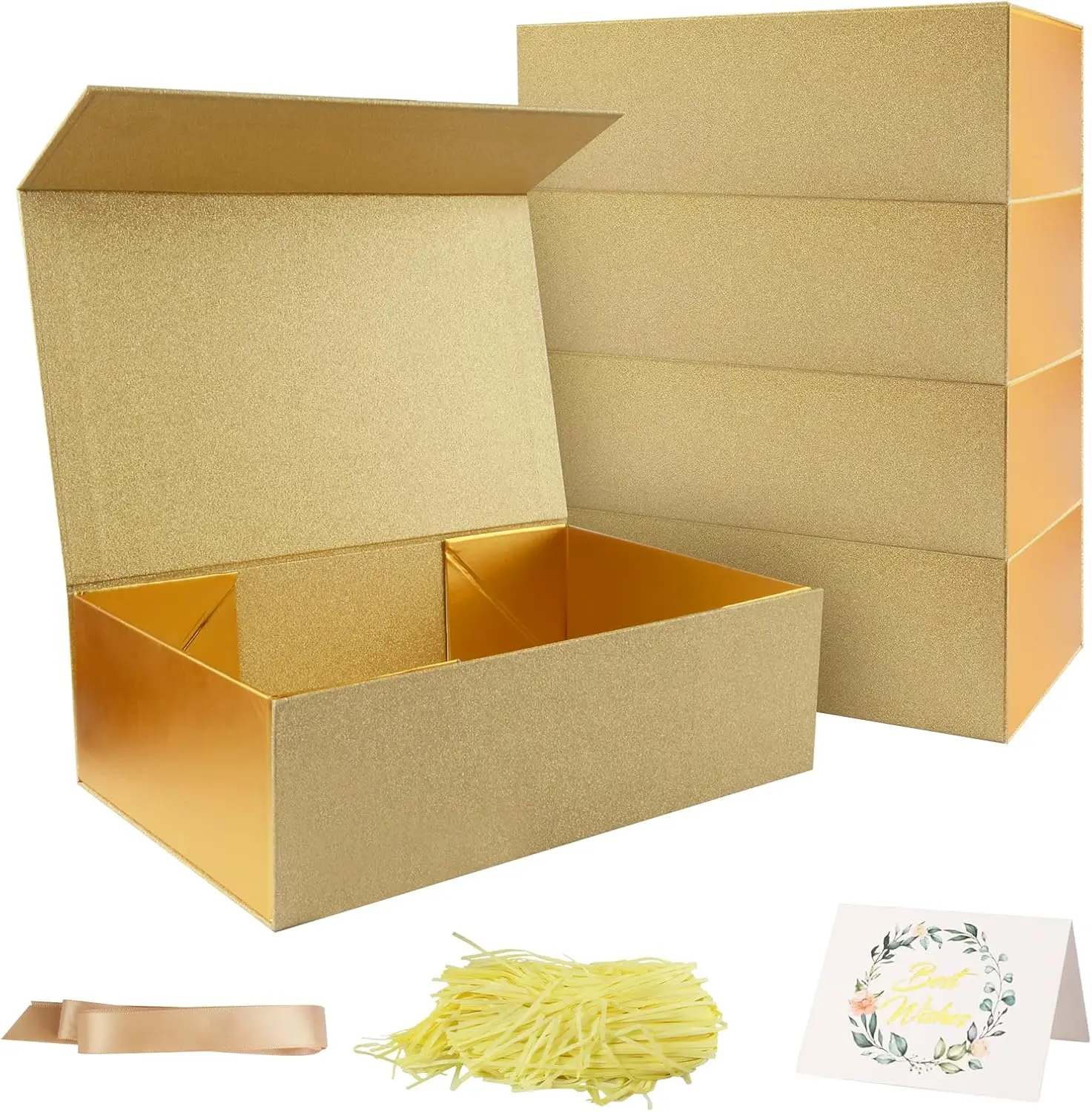 

Подарочные коробки 9,5x6x3 дюйма с магнитной застежкой, ЗОЛОТИСТЫЕ, для подарков на день рождения и праздники (ЗОЛОТИСТЫЕ, упаковка из 5 штук)