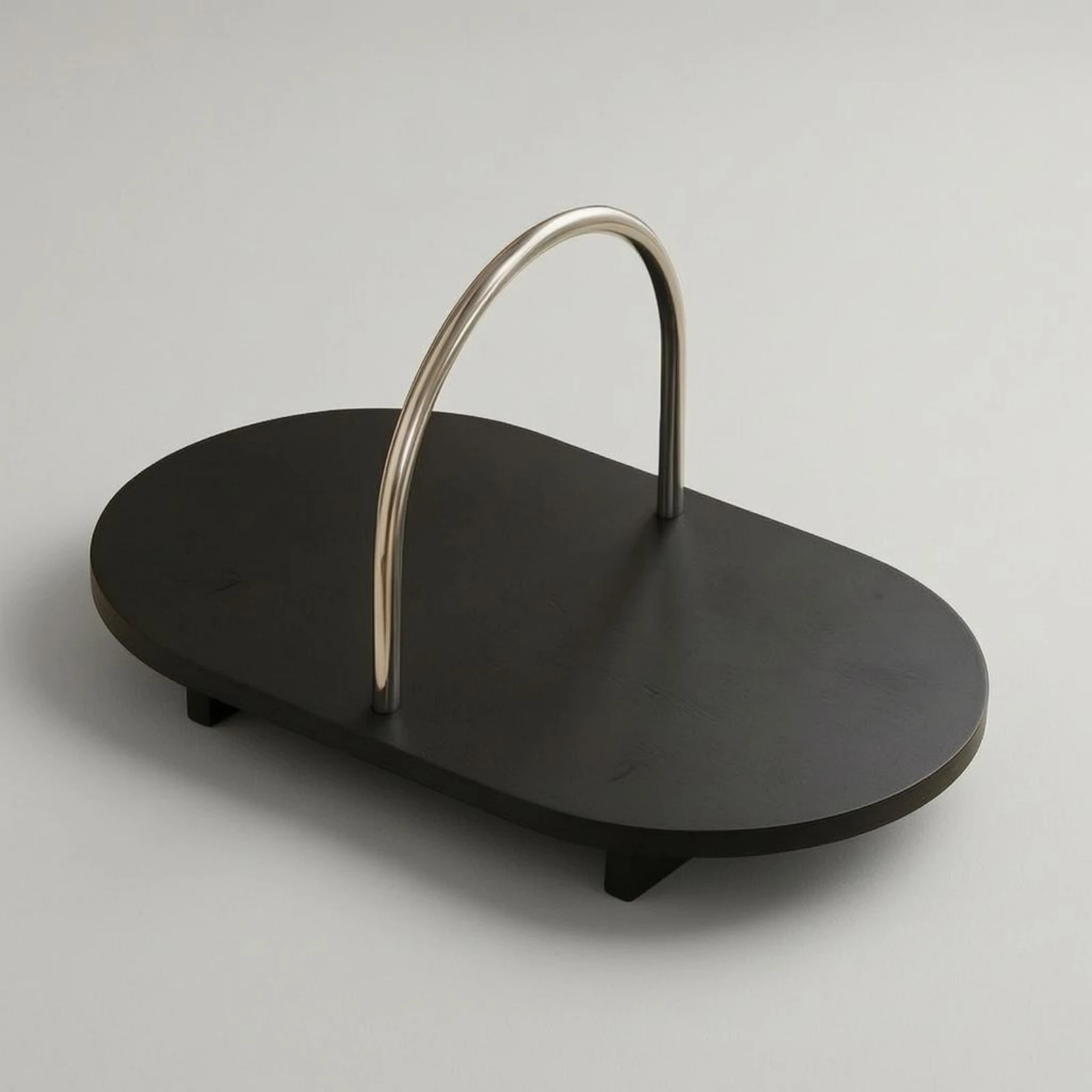 

Black Oval Tray Support Feet Oval Wooden Tray Serving Item Smooth Finish