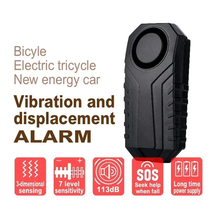 Alarma de seguridad con Control remoto para bicicleta eléctrica, Sensor de advertencia de vibración, recordatorio antipérdida, impermeable, 113dB