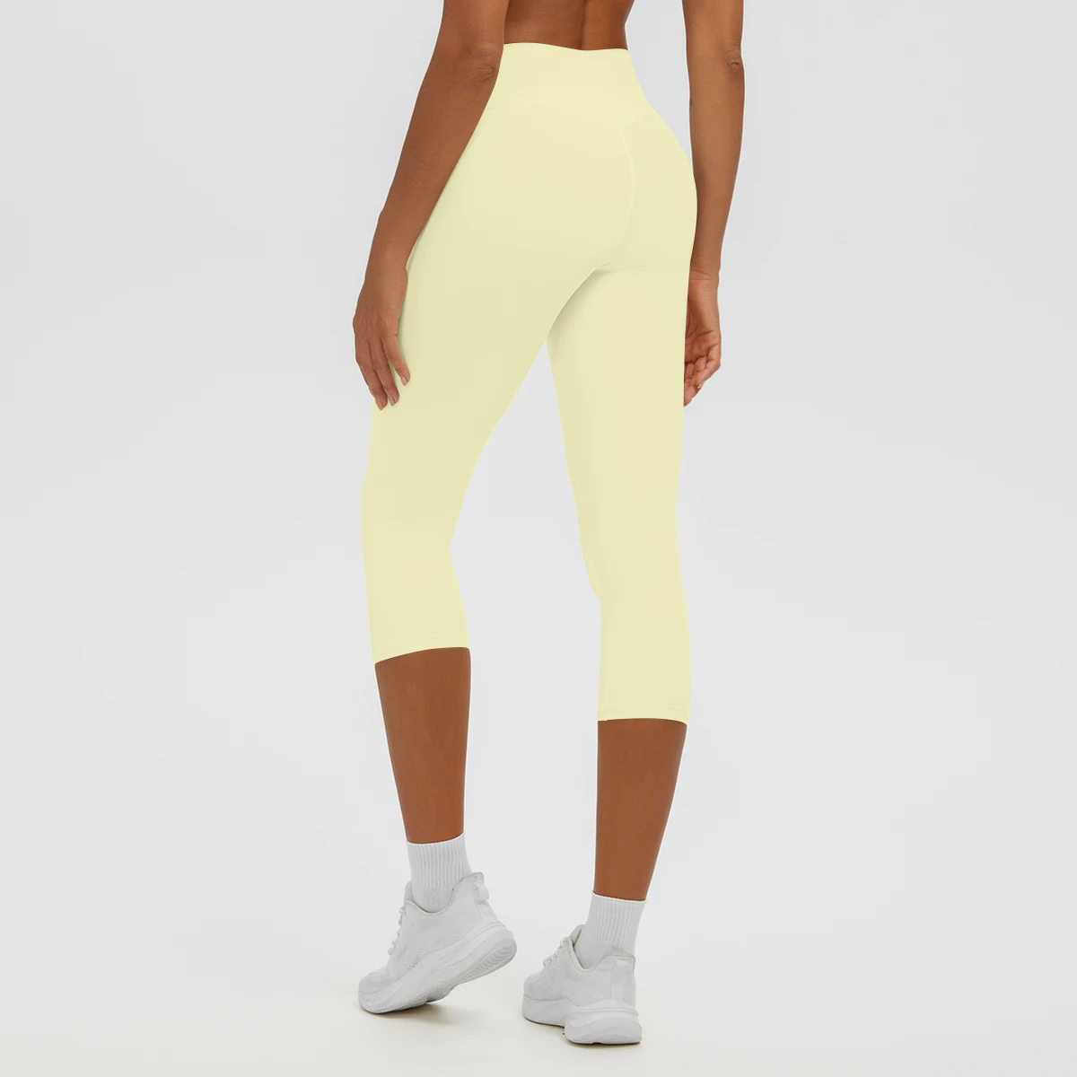 Damen-Yoga-Hosen in mittlerer Länge, einfarbig, mit hoher Dehnbarkeit, Damen-Leggings, Capri-Hosen, für Sommer, Sport, Fitnessstudio, Outdoor-Aktivitäten, Laufen, Damen-Hosen. – Detail 21