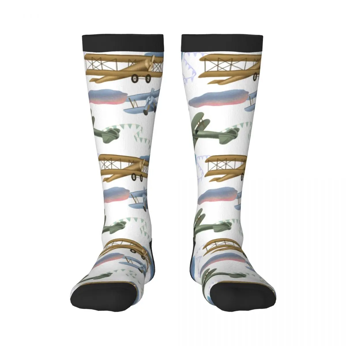 

Retro Airplanes In The Sky Unisex High Socks for Men Women Autumn Winter