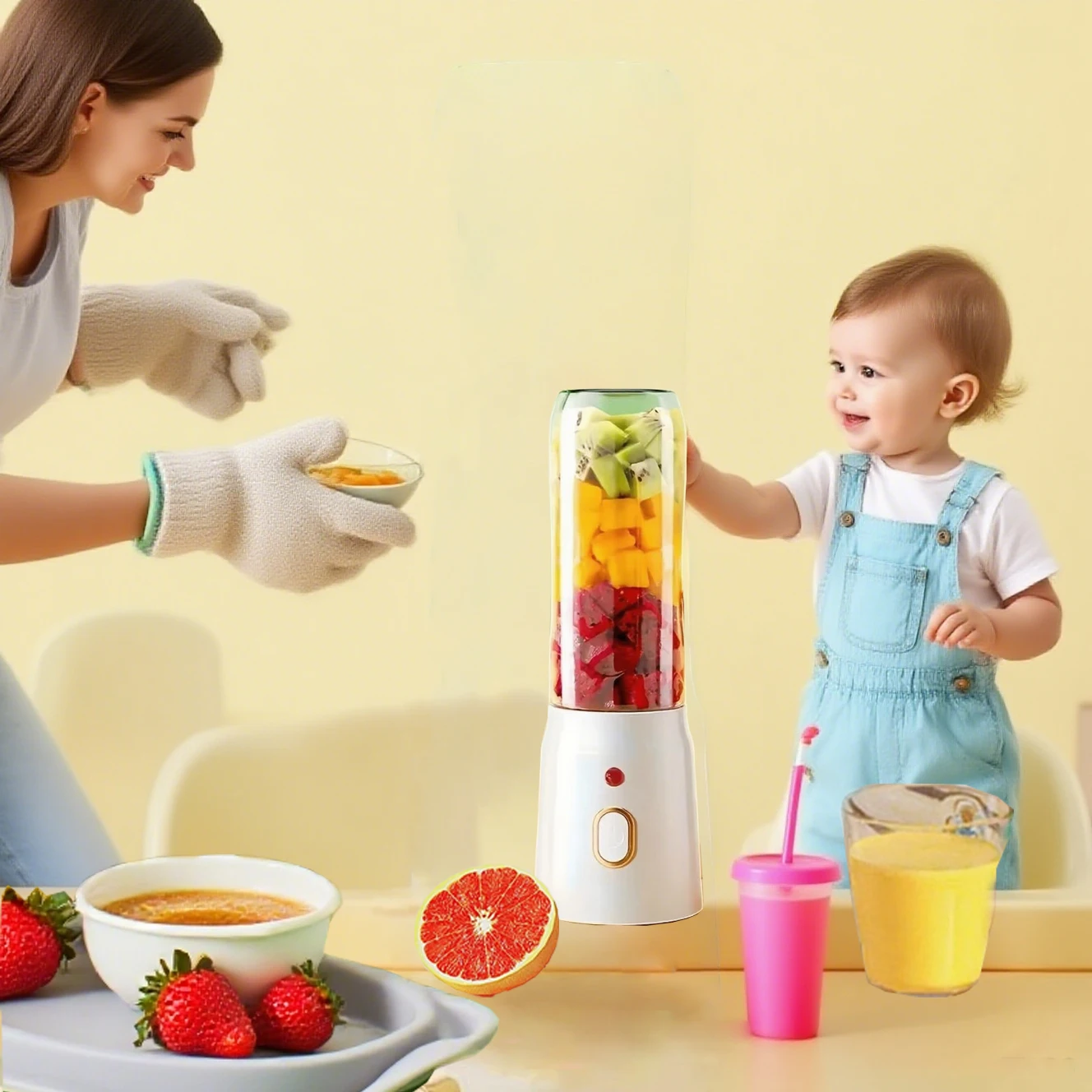 Portable Wireless Juicer USB Charging, Convenient for Juicing, Ideal for Home Use, Suitable for Students, Office Workers