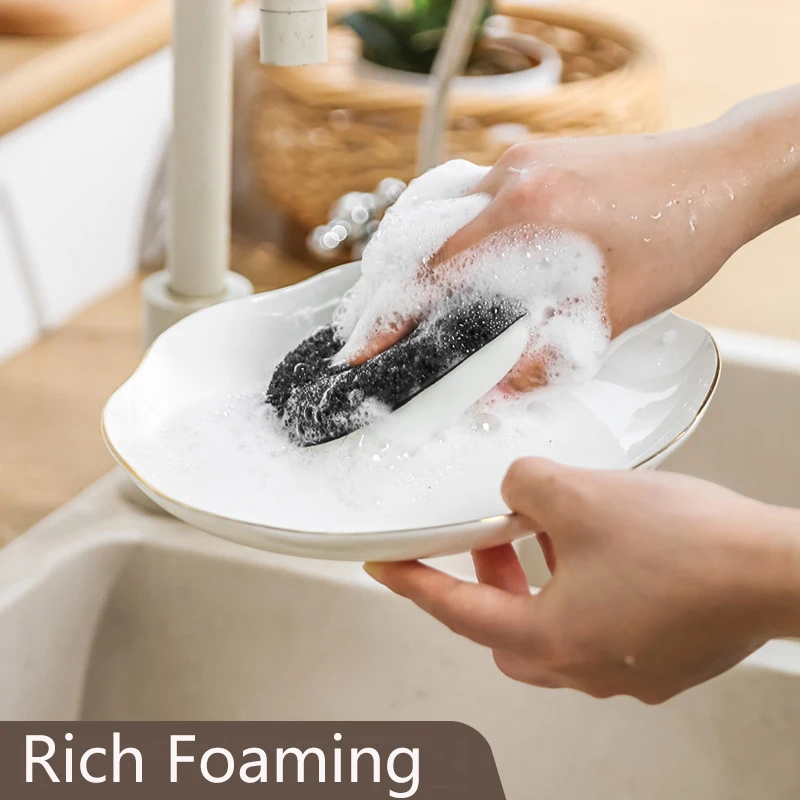 3pcs Double-Sided Sponge Kitchen Cleaning Sponge Dishwashing Dishes Magic Sponges Dishwashing Sponge Block Kitchen Accessories
