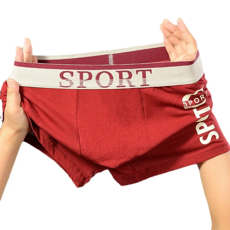 Men’s Cotton Sports Boxer Briefs Large Size Breathable Shorts Male Student Trendy Youth Underwear