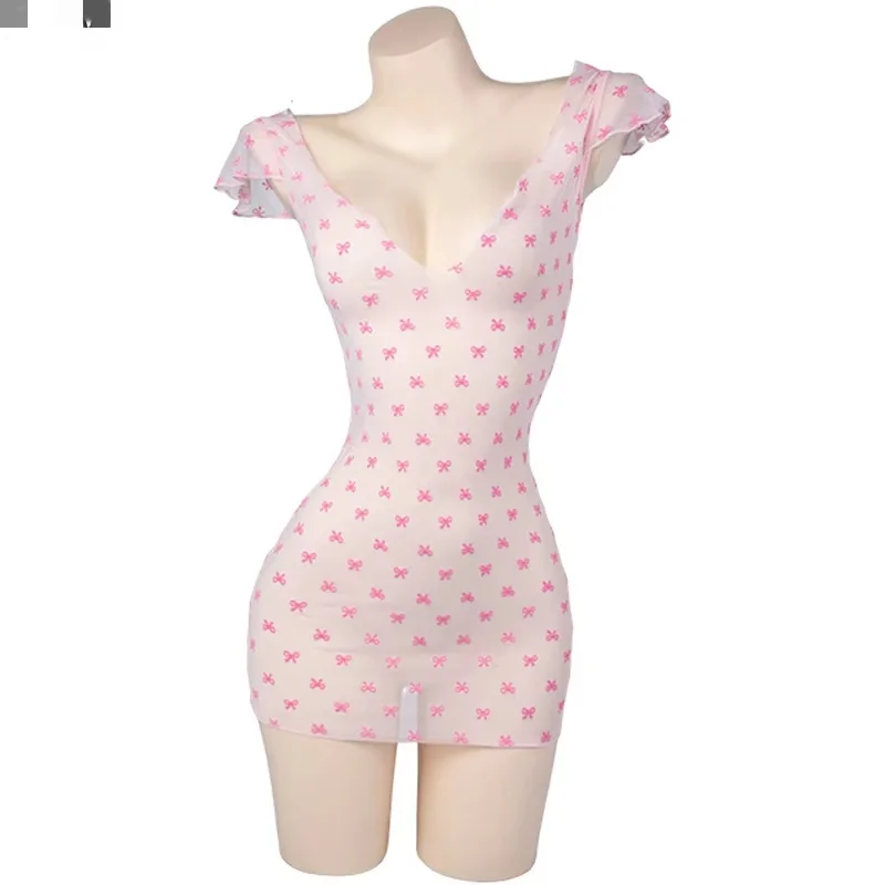 Women Lingerie Push Up Lingerie Dress Sexy Outfits Mesh Babydoll Chemise Lace Nightgowns