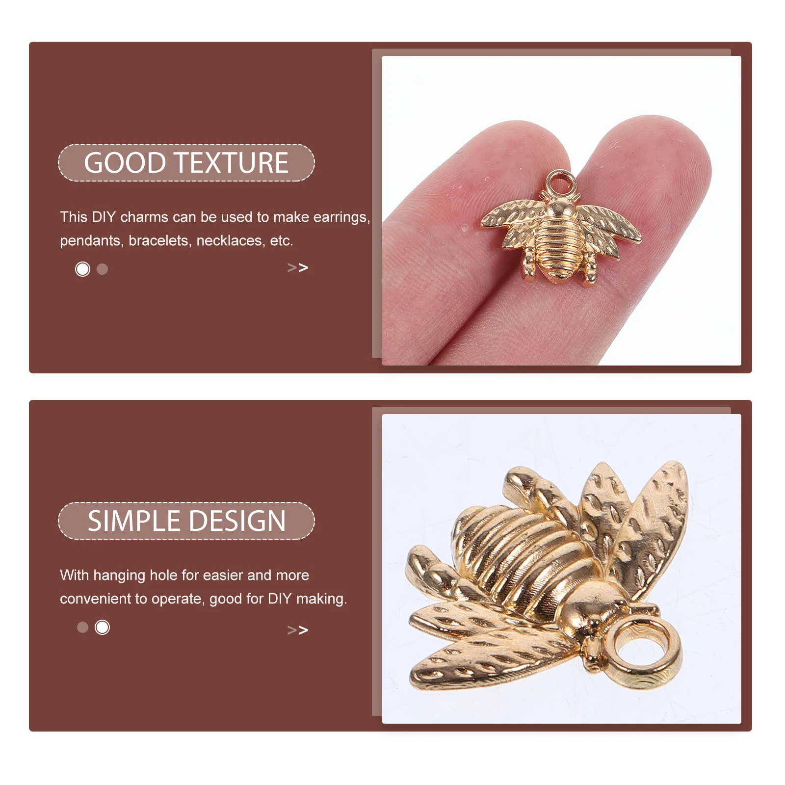 

50Pcs Bee Charms Creative Metal Charms for DIY Jewelry Making Earrings Necklace Bracelet Accessories Jewelry Making Accessories