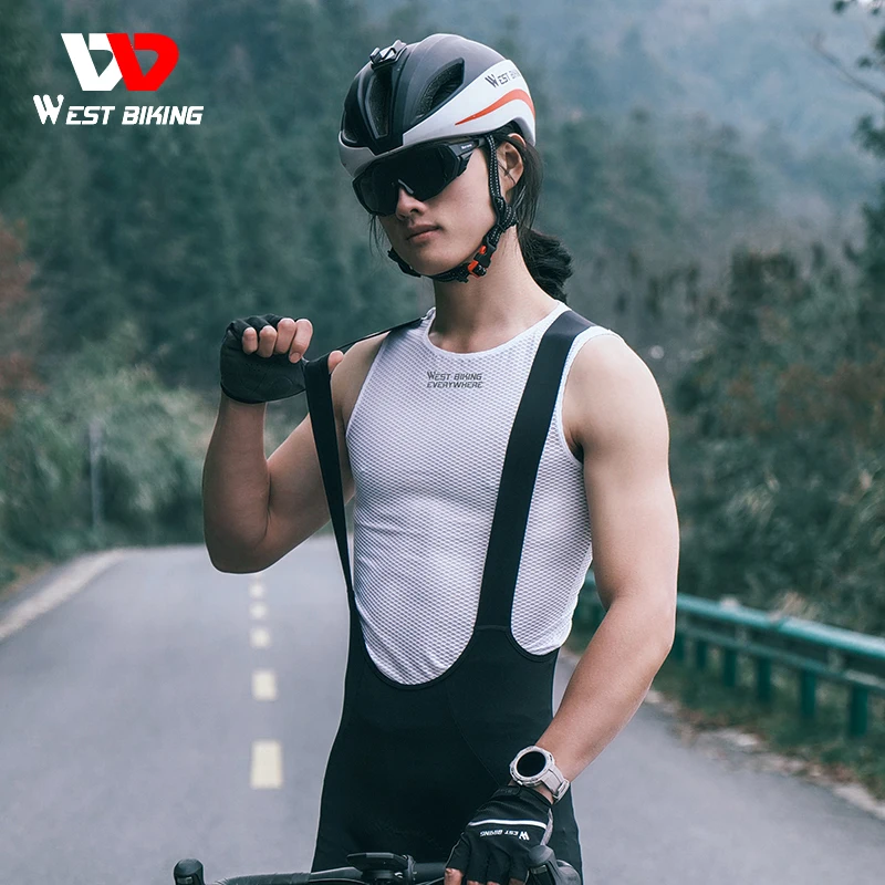 WEST BIKING Summer Cycling Vest Underwear Sport Quick Dry Men\'s Mesh Base Layer Gym Tank Tops Running Breathable White Jersey