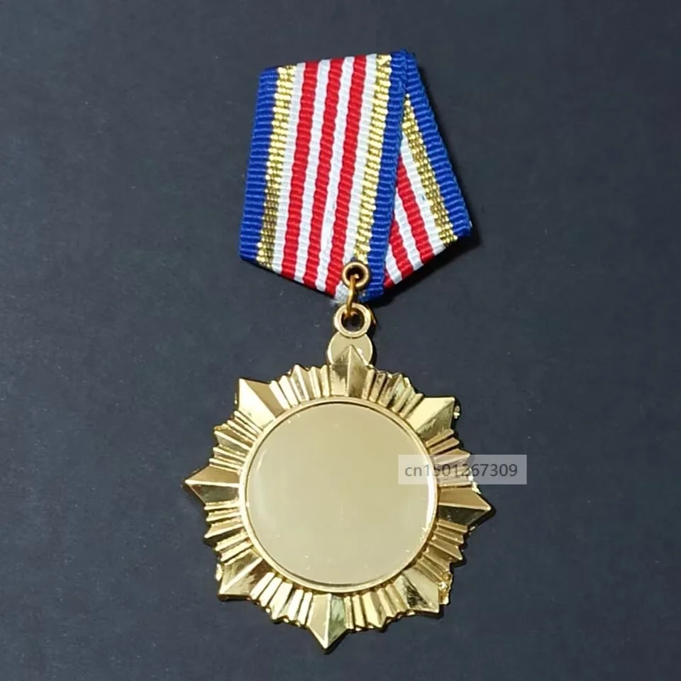 5Pcs Blank Metal Pin Badge Award Medal Creative Gold Prize Tool For Military Training ROTC médaille militaire