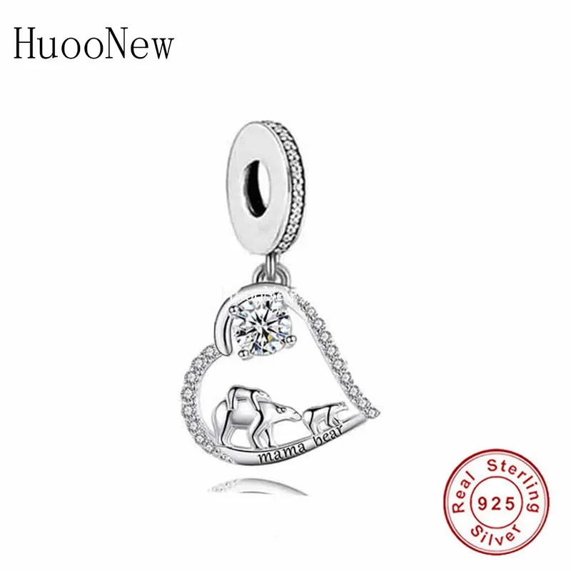 Fit Original Brand Charm Bracelet 925 Silver Mama Bear Back Carries Baby Bead For Making Women Mother's Day Gift Berloque DIY