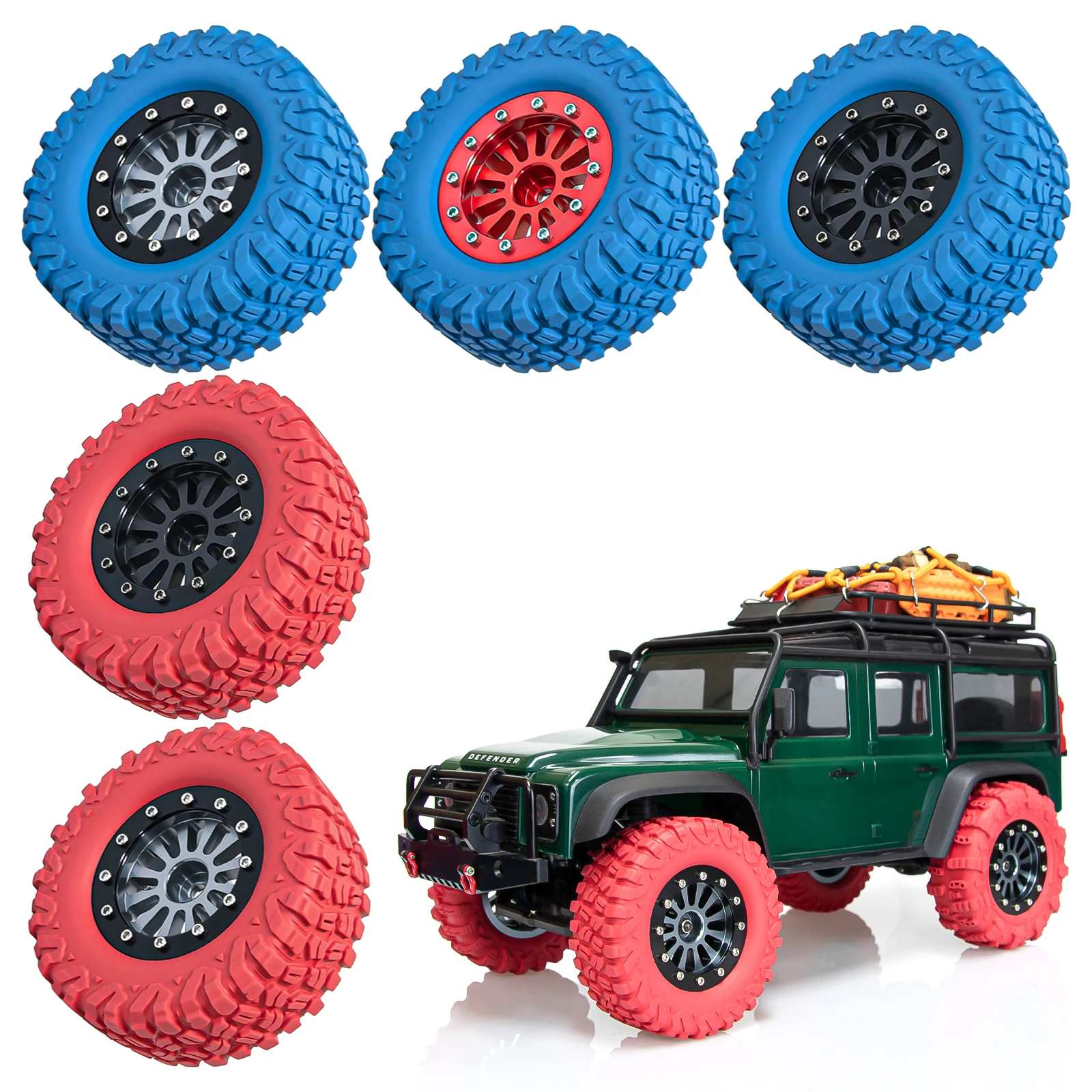 

Upgraded 1.45-inch Wheel 1.3" Metal Beadlock Tire Set 4-Piece 65mm for 1/18 1/24 RC Crawler Cars TRX4M SCX24 AX24 FCX24 Parts
