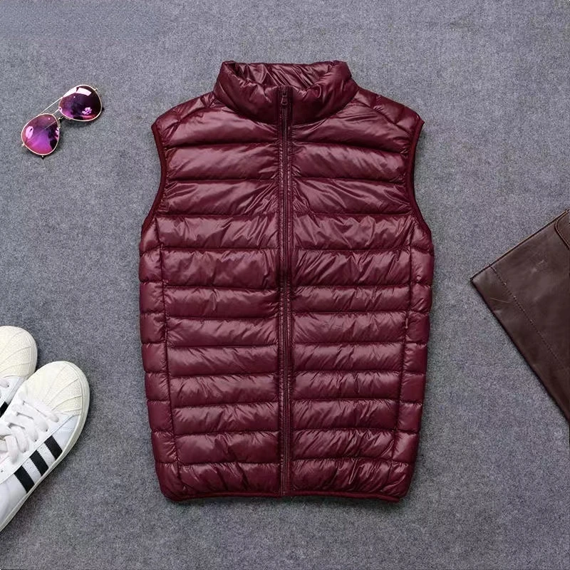 Men's Down Vest Winter, Loose Duck Down Light Feather Fashion Coat Coat Warm Men's Loose Plus Simple Solid Color Jacket Vest