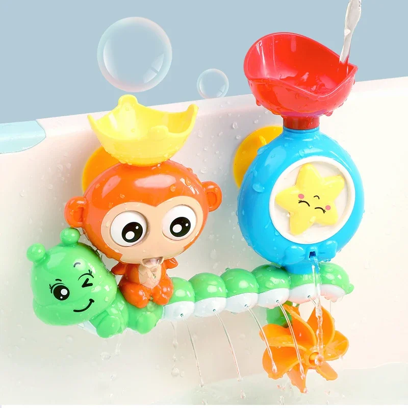 

Little monkey spinning music, spinning water wheel, baby bath toy, baby water spray, children's water play toy