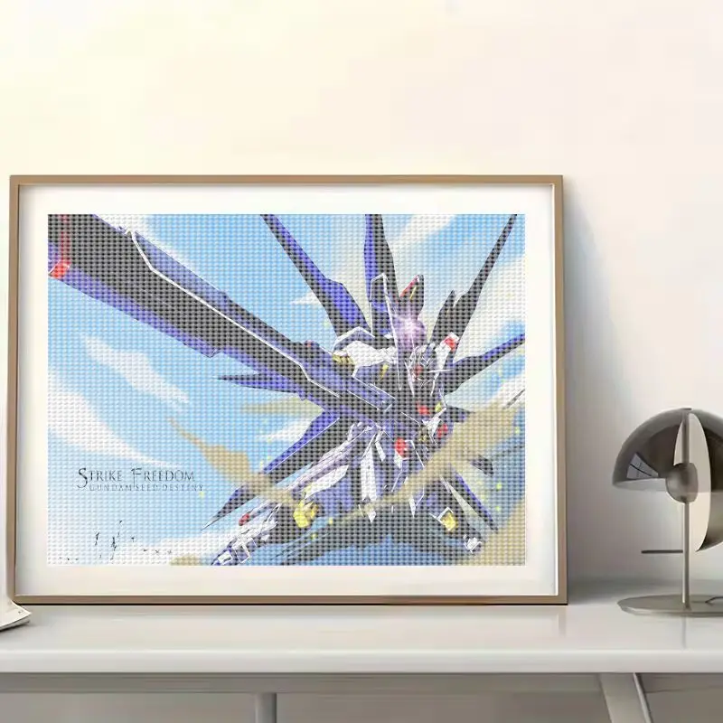 1개 5D DIY 스트라이크 프리덤 건담 시드 데스티니 다이아몬드 페인팅 키트, 풀 드릴 애니메이션 메카 로봇 아트, 40x50CM 대형 보석 라인스톤