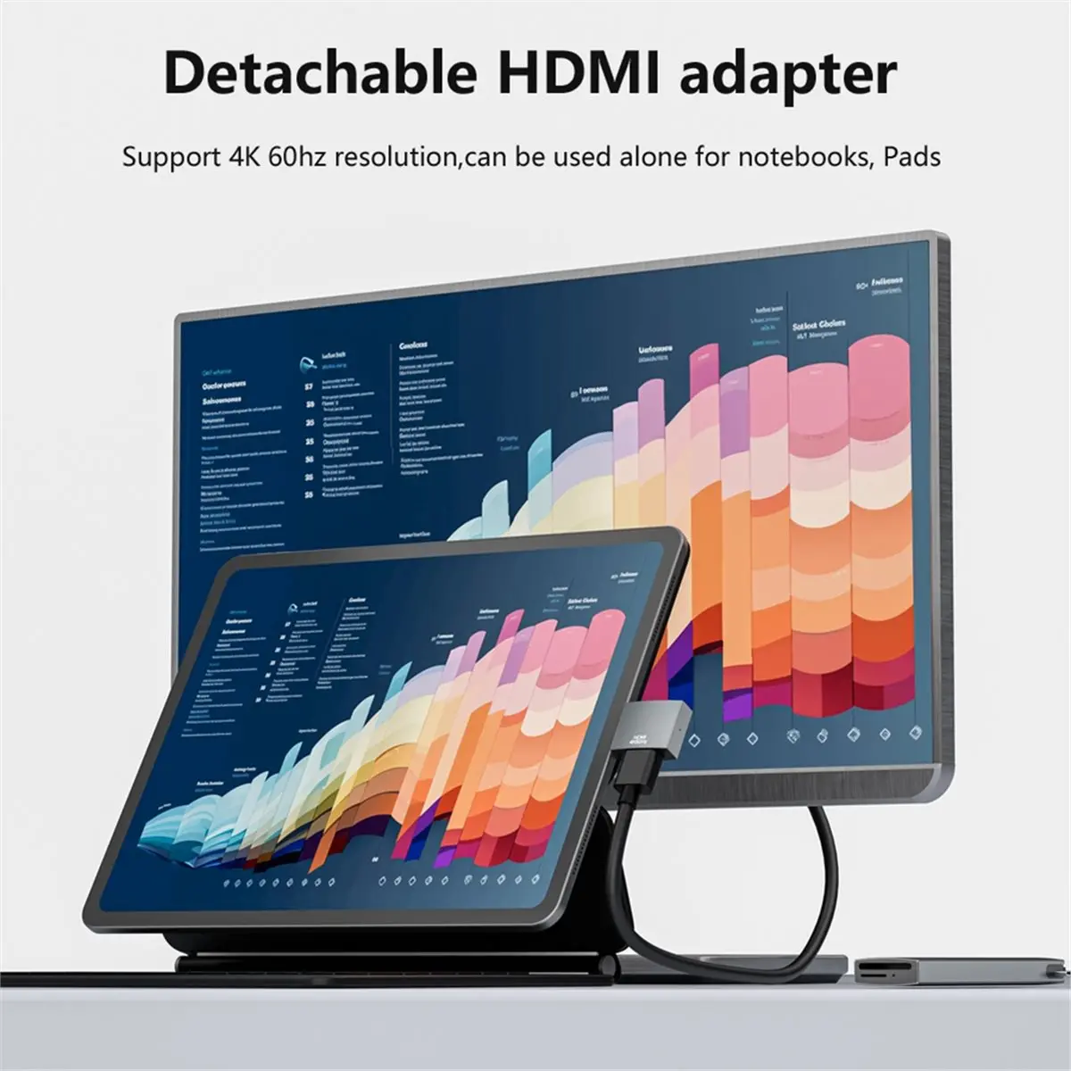 #84D Computer Accessories,7 in 2 Detachable USB C Hub Type-C to 4K 60HZ HDMI-Compatible Gigabit (Gray)