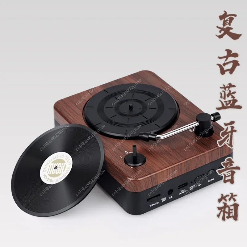 Retro Wooden Bluetooth Speaker Desktop Mini Wireless Small Speaker Phonograph Vinyl Record Stereo Wholesale