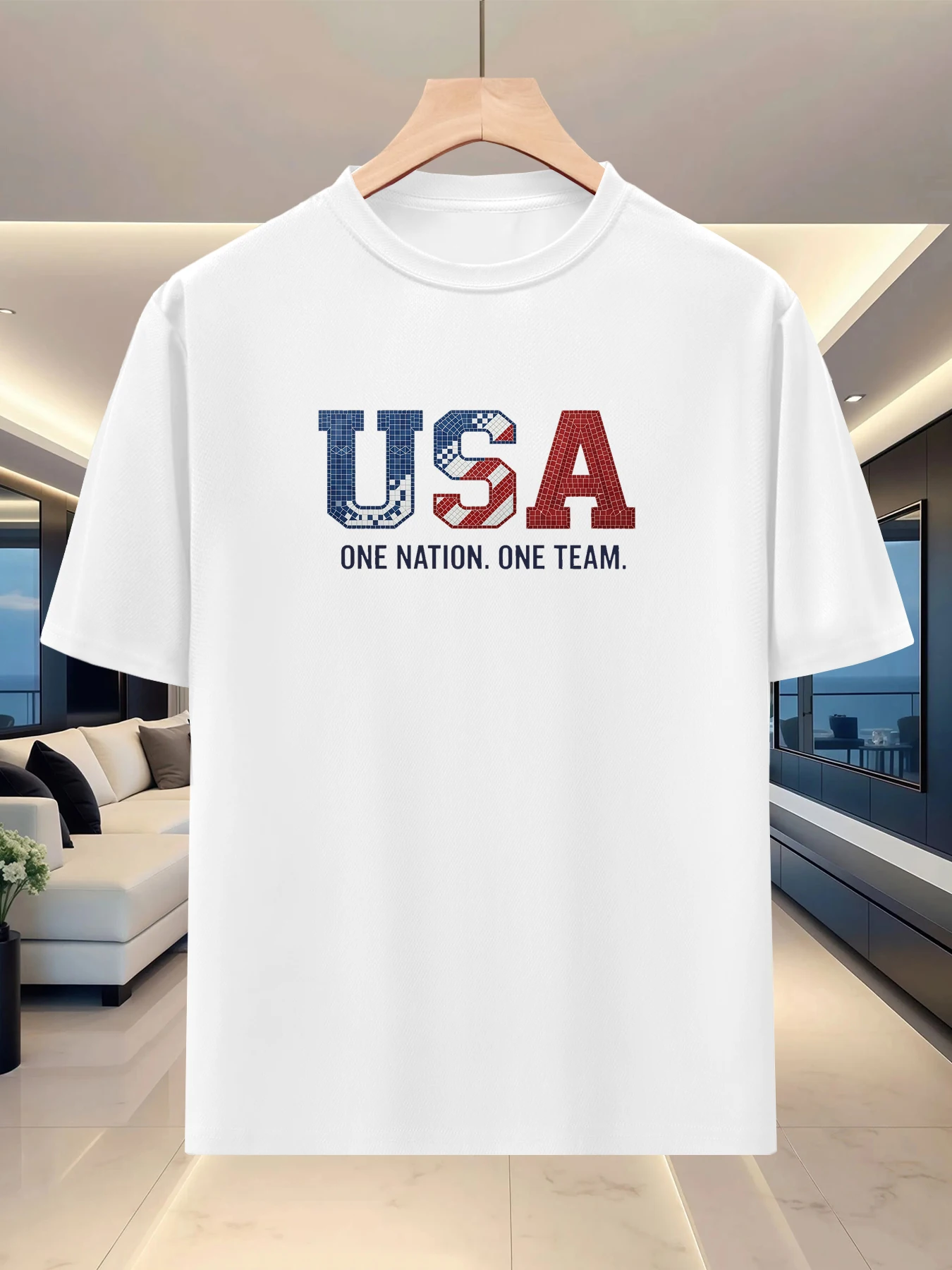 Men's Summer Round-neck Short-Sleeve Casual Sportswear National English Theme Series Printed T-Shirt - USA