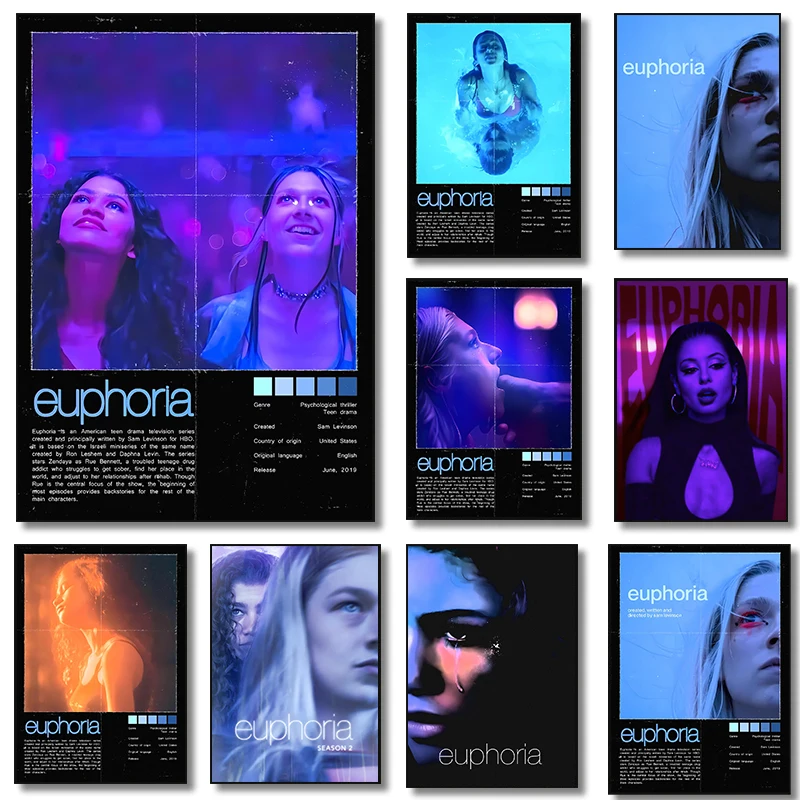 Affiche de la série télévisée Euphoria, affiche classique de la vie adolescente, impressions modernes, peinture sur toile, art mural, décoration pour la maison et le salon