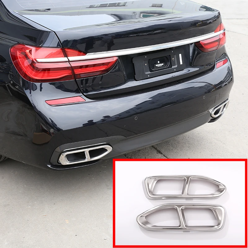 

2 Pcs For BMW 7 Series M Sports Version 2016-2018 304 Stainless Steel Exhaust Tailpipe Cover Trims Accessories