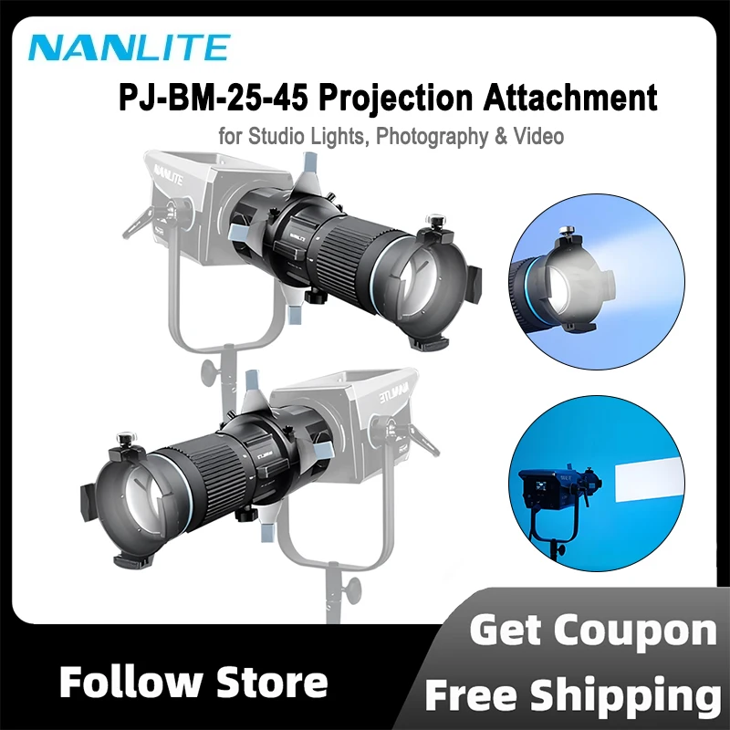 

Nanlite PJ-BM-25-45 Bowens Mount Projection Attachment 25°-45° Focusable Imaging Lens for Studio Lights, Photography & Video