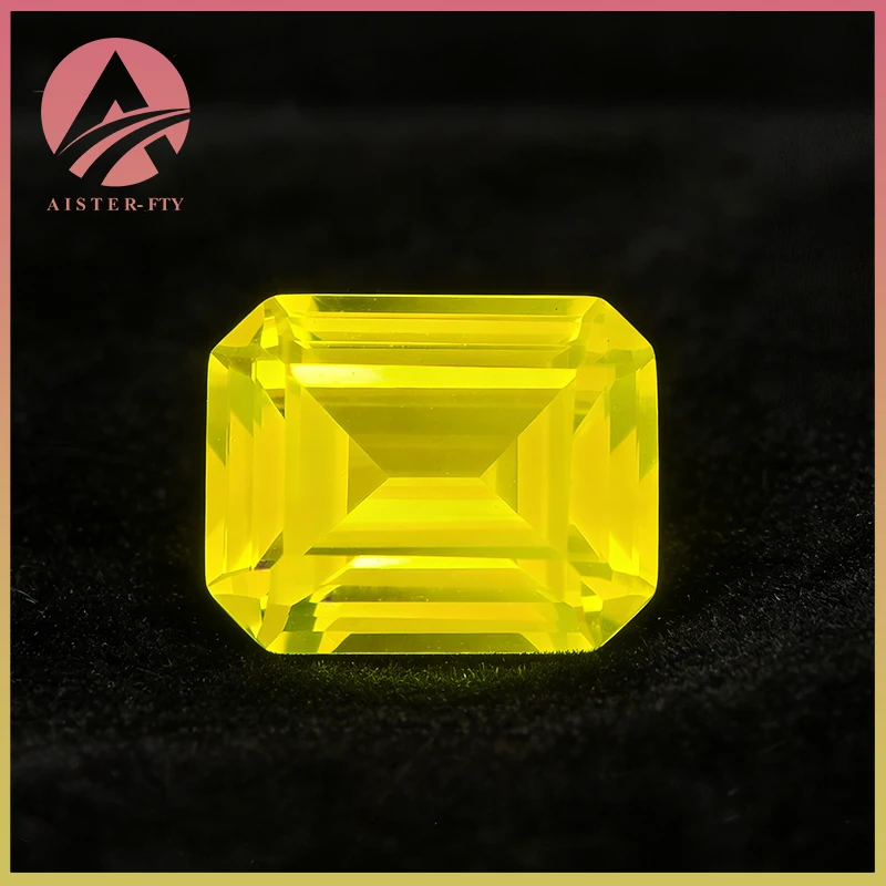 Yellow Color Strong Fluorescence Yttrium Aluminium Garnet Loose Gemstones Lab Diamonds Emerald Cut YAG Stones for Jewelry Making