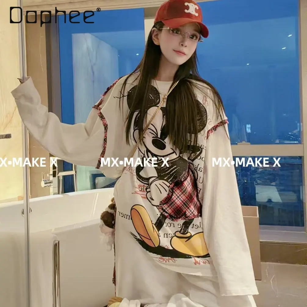 

European Goods Heavy Industry Cartoon Long-sleeved T-shirt 2026 Spring New Large Version Loose Top Women 52511