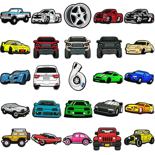 1/25 Uds. Accesorios de colgantes para zapatos de coche, alfileres para hombres y niños, supercoche de coche muscular, decoraciones para zapatos, apto para sandalias, zapatillas, hebilla de zueco