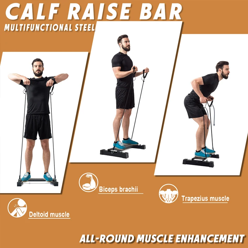 Heavy Duty Calf Raise Bar - Anti-Slip Steel Strength Training Equipment for Home Gym Workouts