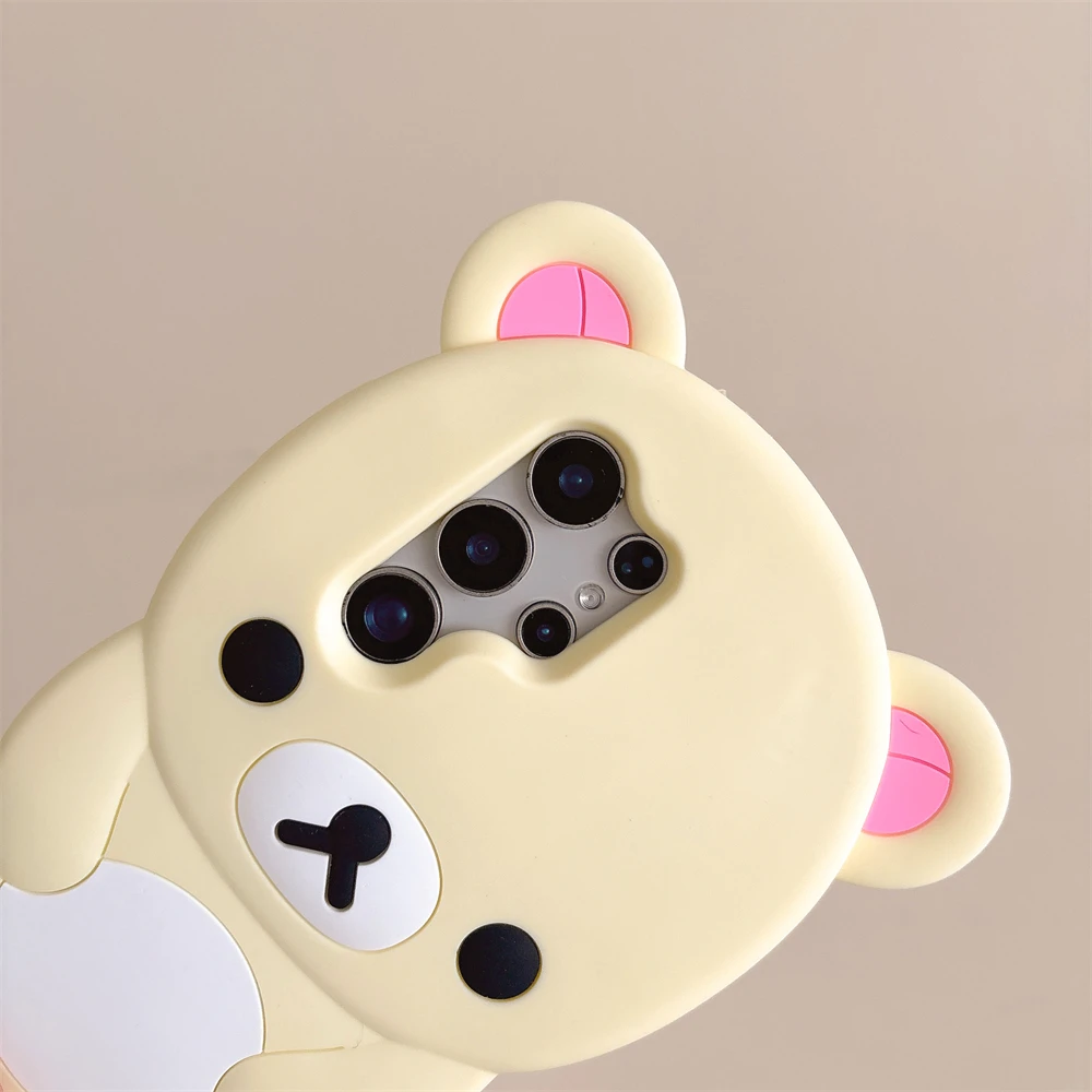 Soft Silicone 3D Cute Bear Candy Color Case For Samsung Galaxy S25 S24 Ultra S23 Plus Lens Protection Shockproof Bumper Cover - náhled 5