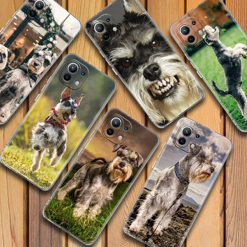 Soft Funda Mi 11 Lite 5G NE Case For Xiaomi 12T Pro 12 11X 10T 11T 13 Pro Note 10 9T Clear Cover Happy Dog Pet Schnauzer Dogs