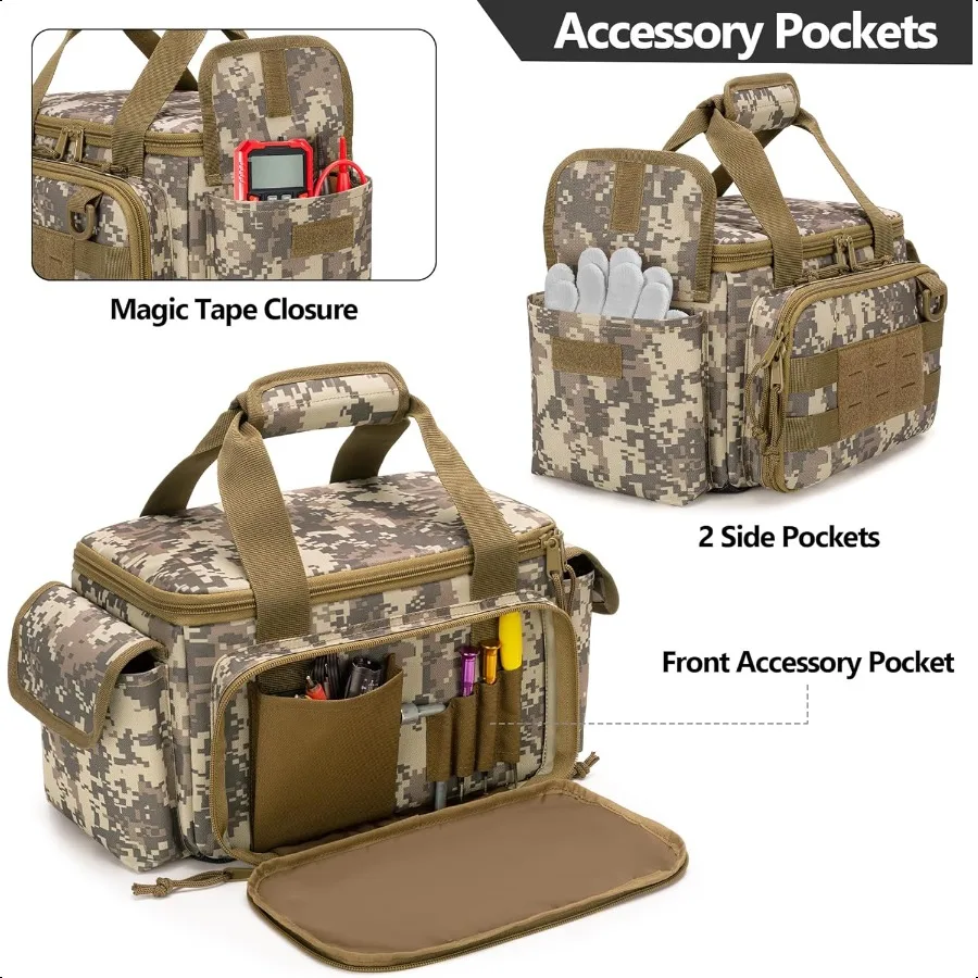 حقيبة أدوات صغيرة مع منظم تخزين أدوات سفلي مبطن سميك مضاد للاحتكاك للرجال، حقيبة تكتيكية متعددة الوظائف