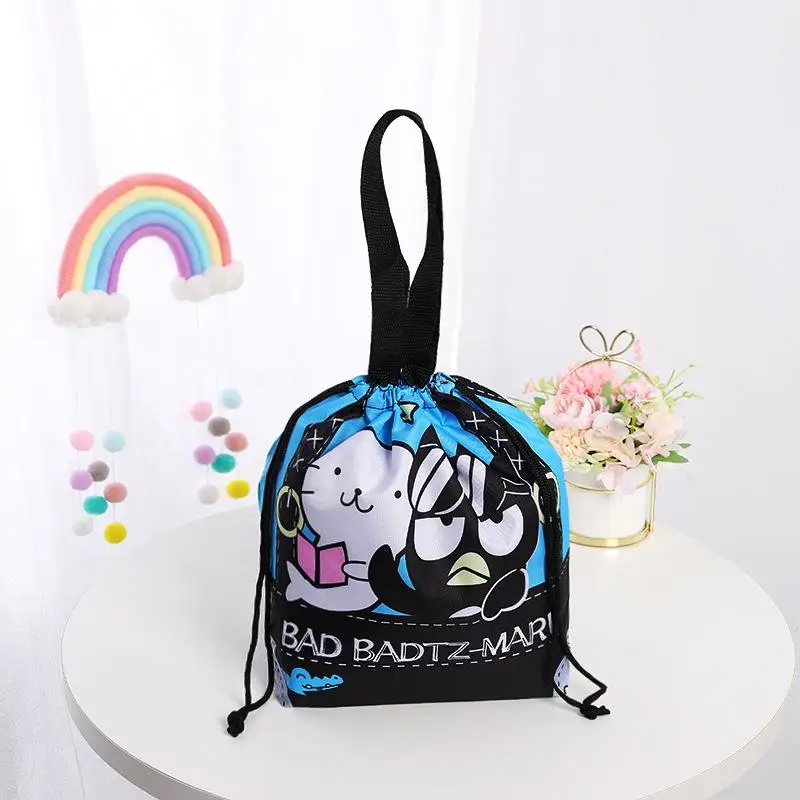 Kawaii Cute Sanrio Hellokitty Mymelody Bad Badtz Maru Hangyodon Bag Drawstring Drawstring Tote Bag Lunch Box Bag Gift For Girls