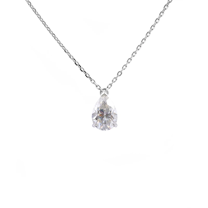 Provence 1.1ct Pear Moissanite with GRA Certified Solid 14K White Gold Drop Shape Pendant Anniversary Party Jewelry With Chain