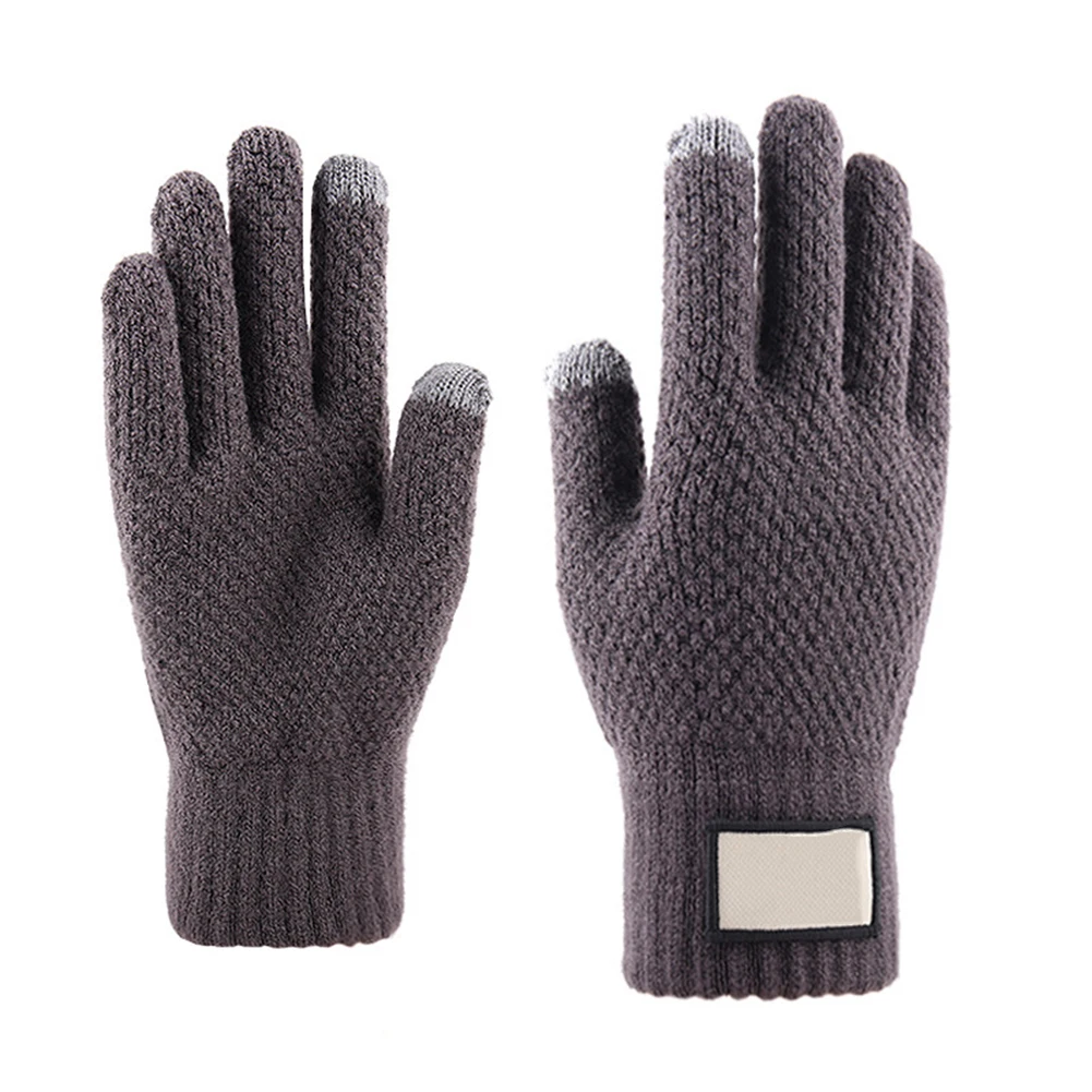 Touch compatible mens winter gloves thickened thermal knit with anti slip palm ideal for outdoor sports commuting and travel - view 2